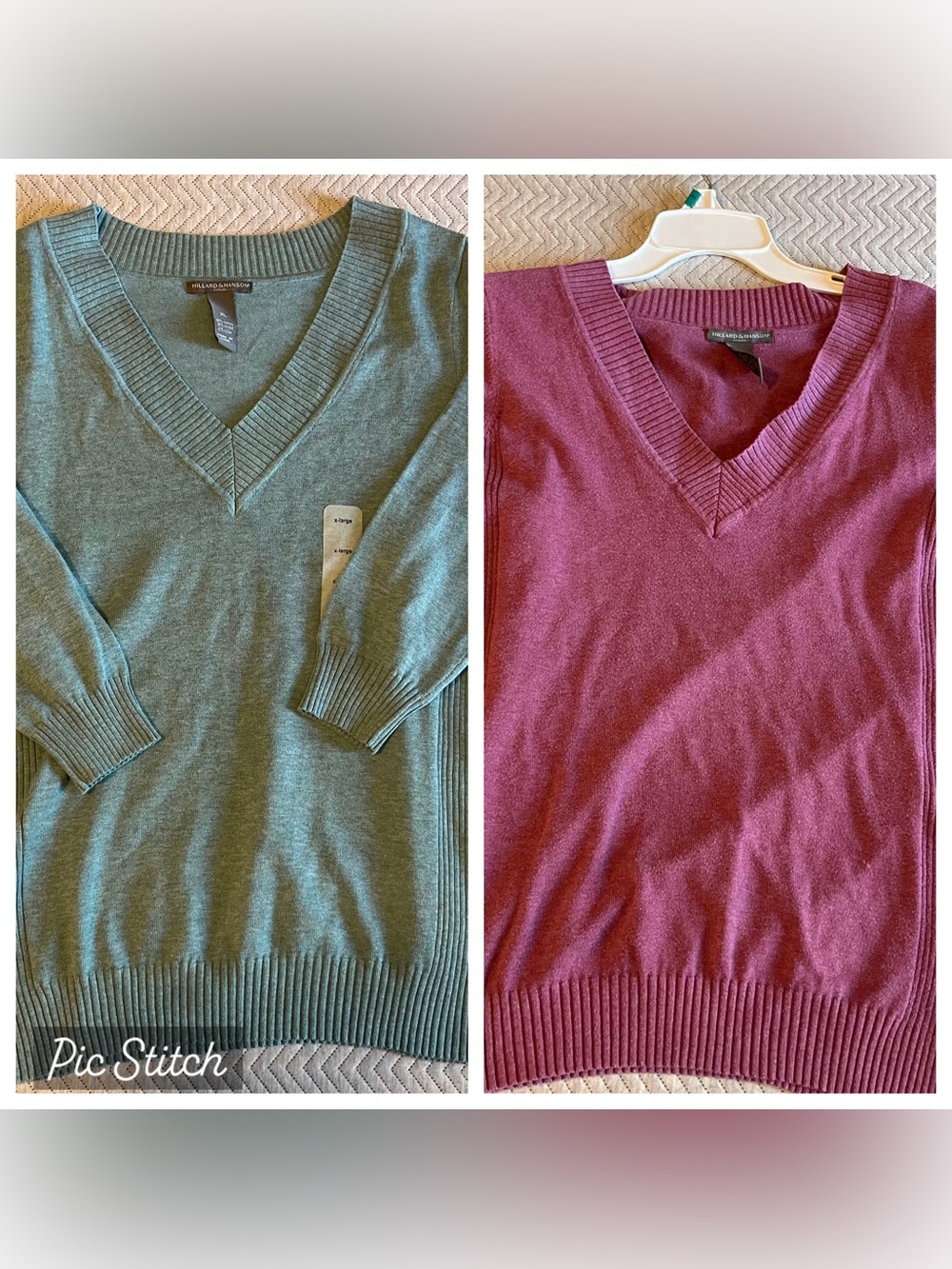 Hillard & Hanson Casual Knit Sweaters - Teal Green & Dusty Rose